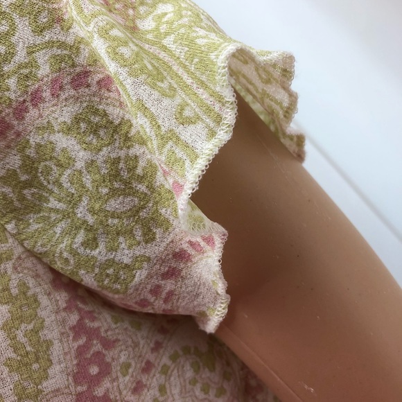 J. Jill blouse green pink Medium (#3) - Picture 6 of 8